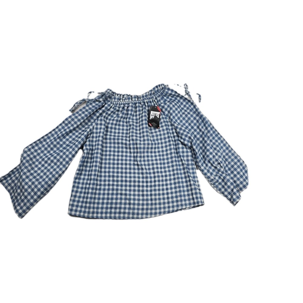 Sacred Threads Women's OSFA Blue Plaid Tie Long Sleeve Shirt New
